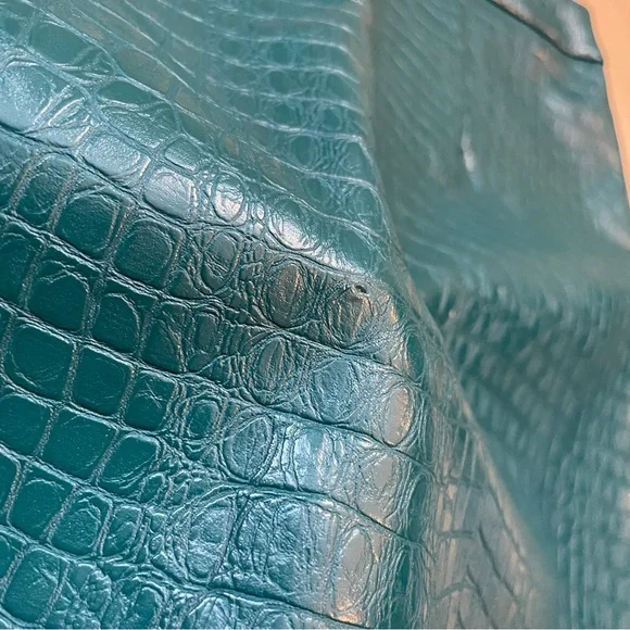 ModCloth Teal Reptile Pleather Zipper Front Mini Skirt - Picture 14 of 16